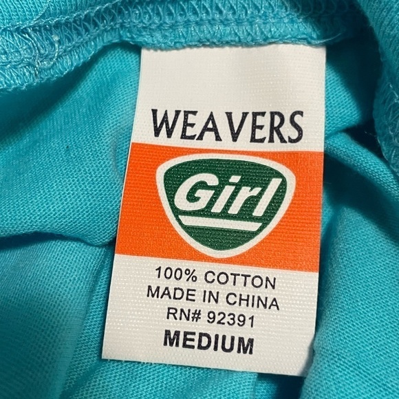 NWT Weavers 100% Cotton Turquoise V Neck Tshirt Size Medium - Picture 3 of 4